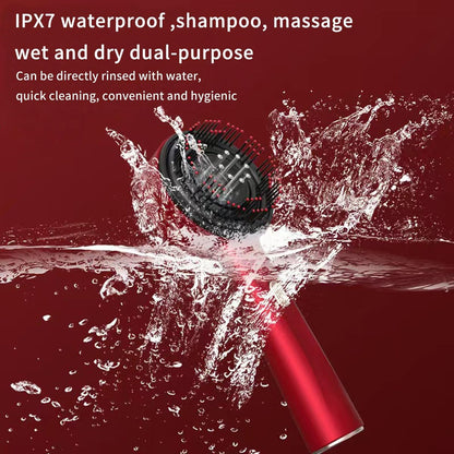 Multi-Functional Red Hair Brush, Cordless Electric Shiatsu Hair Brush, Deep Scalp Massage Comb for Muscle Relax