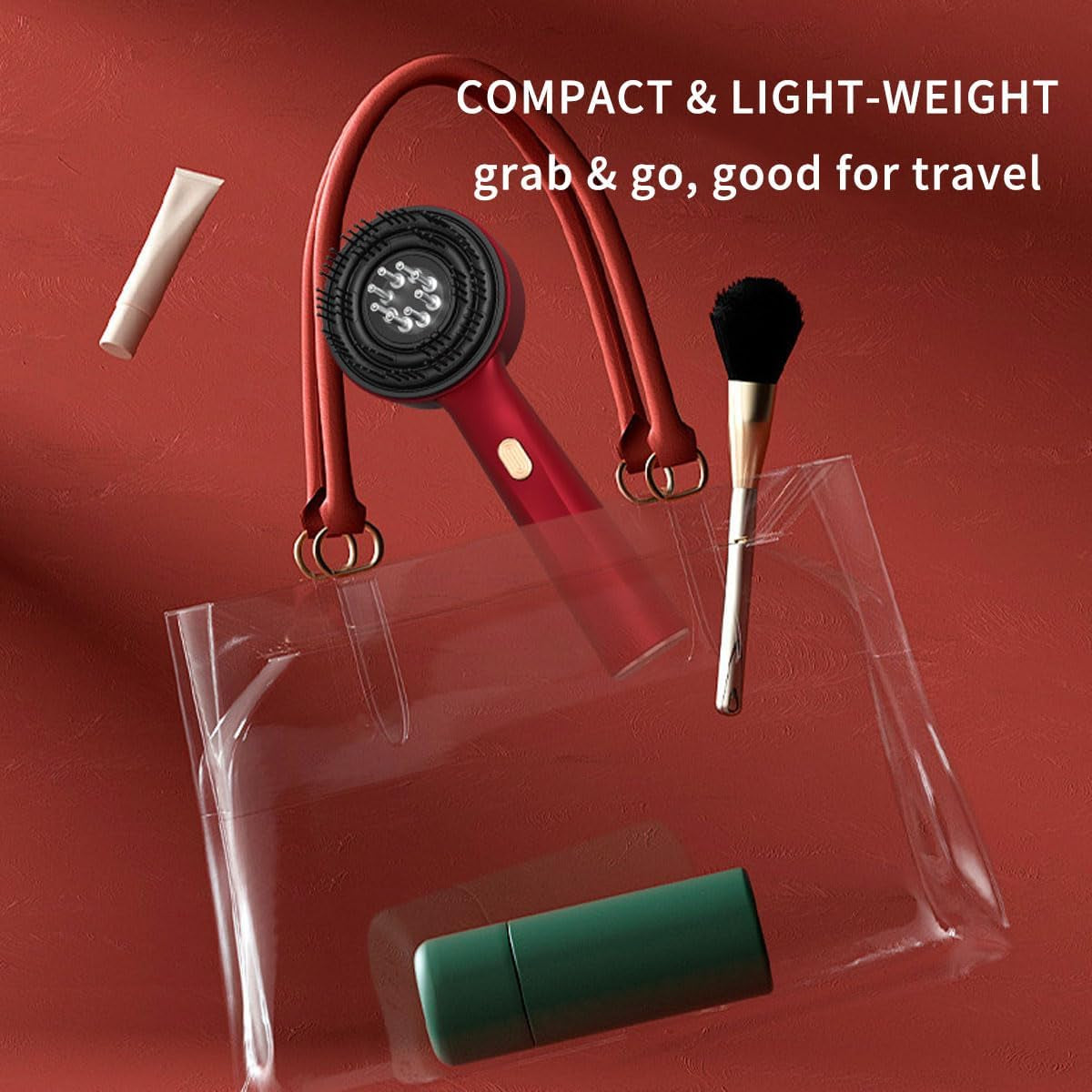 Multi-Functional Red Hair Brush, Cordless Electric Shiatsu Hair Brush, Deep Scalp Massage Comb for Muscle Relax