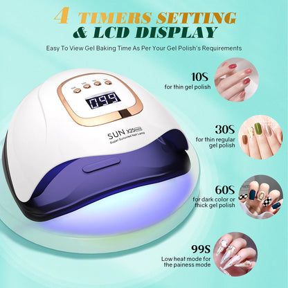 UV LED Nail Lamp 380W Nail Curing Lamps for Home Salon Powerful LED Drying Lamps for All Gel Polish Professional Nail Equipment
