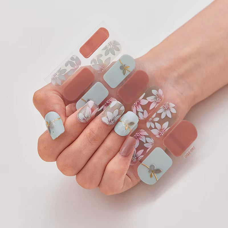 Semi Cured Wraps Fast Gel Nail Sticker Soild Nail Gel Wraps Adhesive Full Cover Gel Nail Decal UV Lamp Cured Manicure Decoration