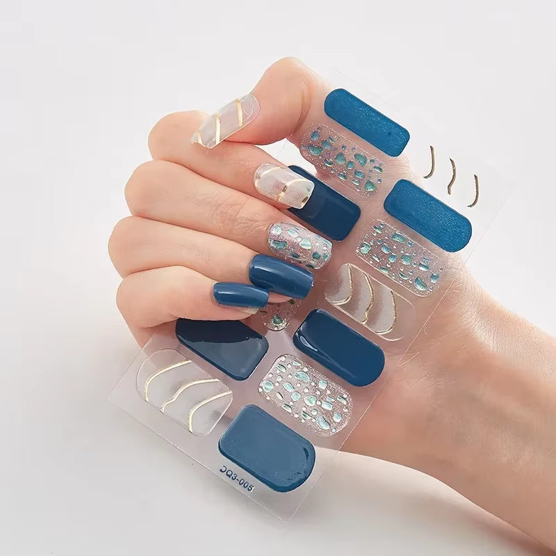 Semi Cured Wraps Fast Gel Nail Sticker Soild Nail Gel Wraps Adhesive Full Cover Gel Nail Decal UV Lamp Cured Manicure Decoration