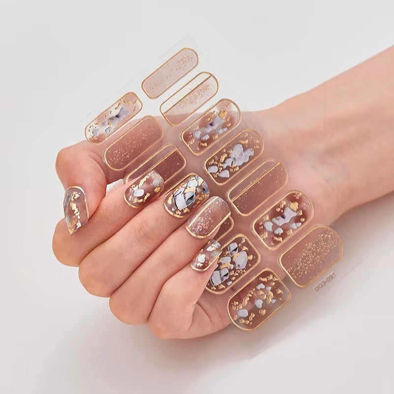 Semi Cured Wraps Fast Gel Nail Sticker Soild Nail Gel Wraps Adhesive Full Cover Gel Nail Decal UV Lamp Cured Manicure Decoration