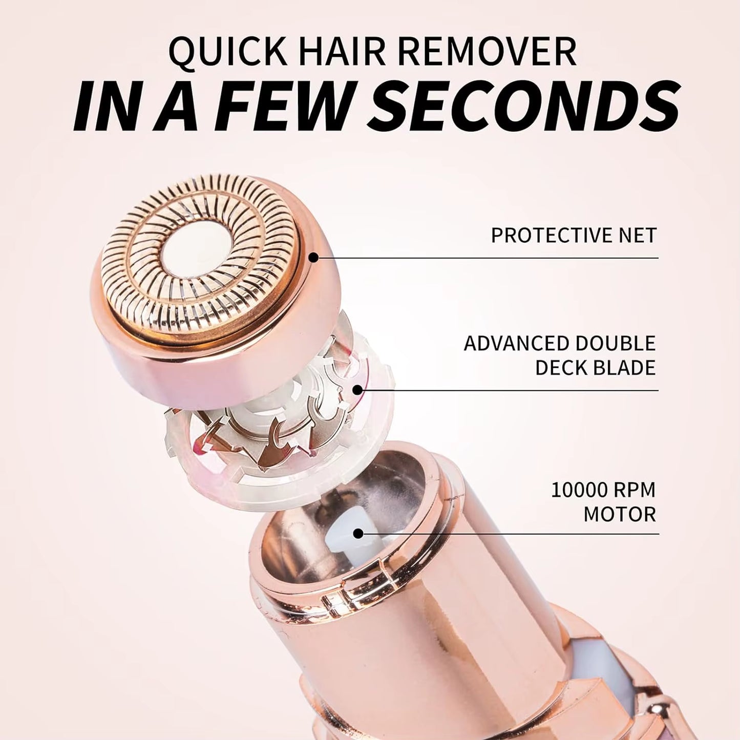 Facial Hair Removal for Women, Mini Hair Remover, Electric Razor Shaver Portable Bikini Epilator for Lips, Chin, Armpit, Peach