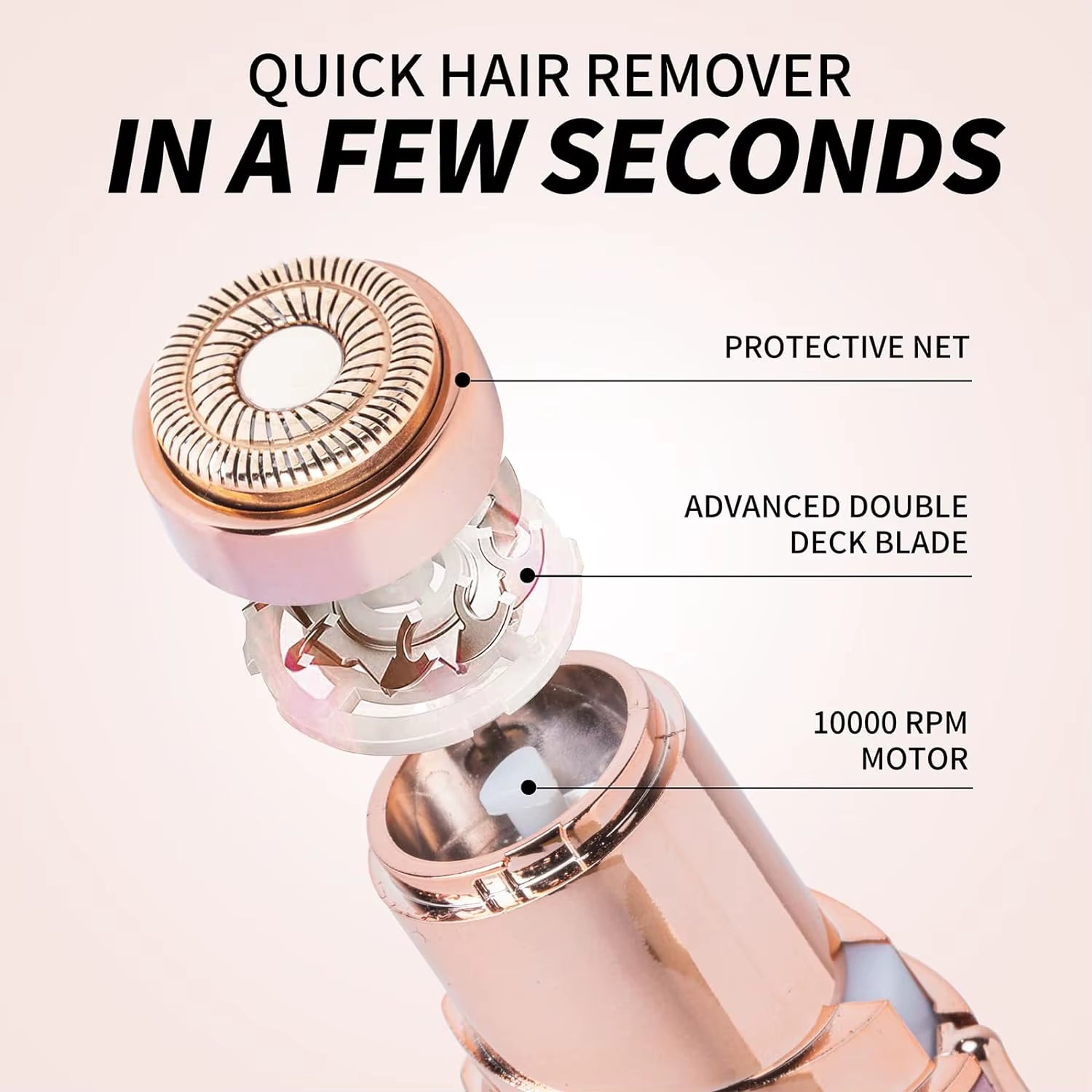 Facial Hair Removal for Women, Mini Hair Remover, Electric Razor Shaver Portable Bikini Epilator for Lips, Chin, Armpit, Peach