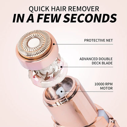 Facial Hair Removal for Women, Mini Hair Remover, Electric Razor Shaver Portable Bikini Epilator for Lips, Chin, Armpit, Peach