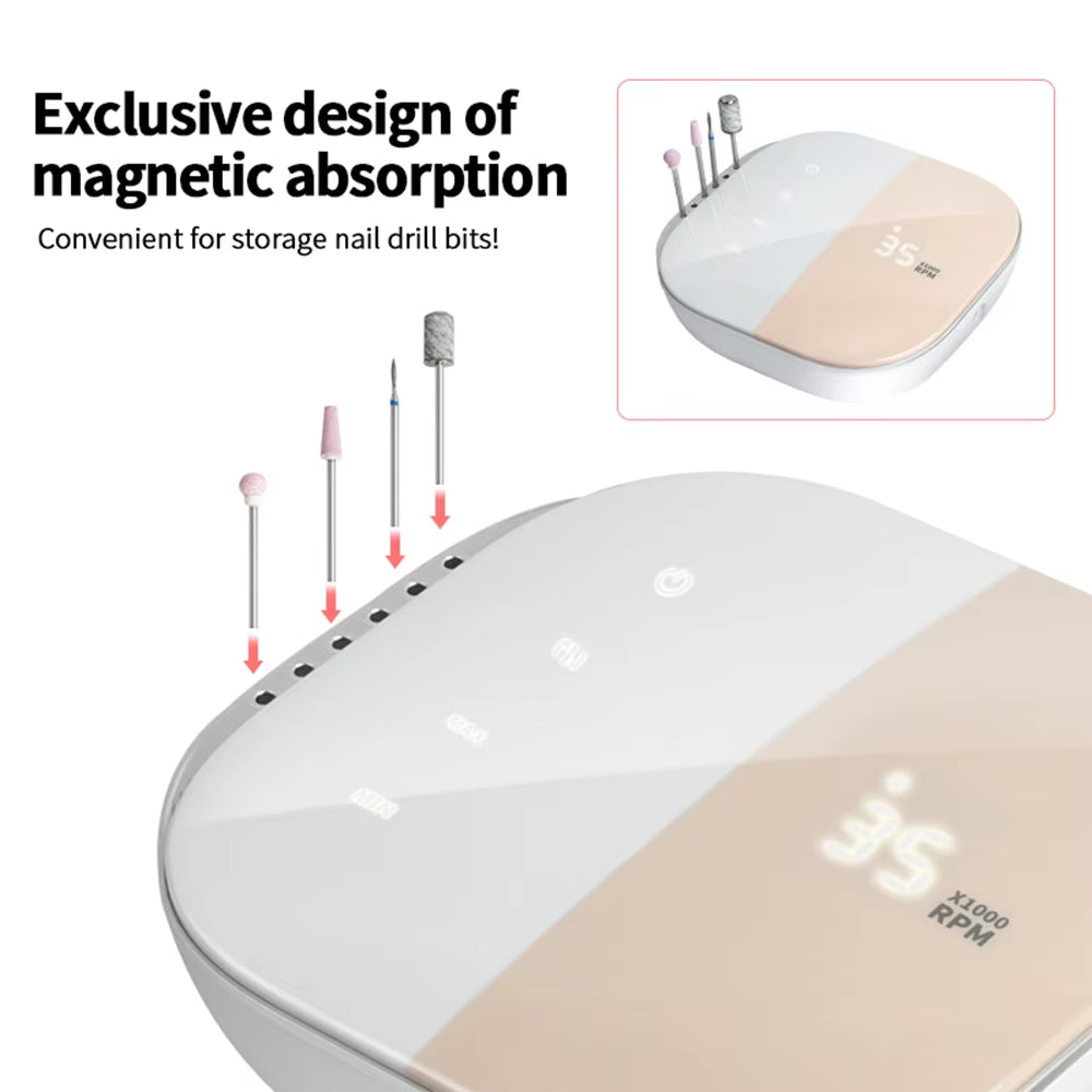 High Quality Electric Nail Drill Machine 35000 RPM Electric File HD Display Metal Manicure Pen Professional Nail Lathe Sander