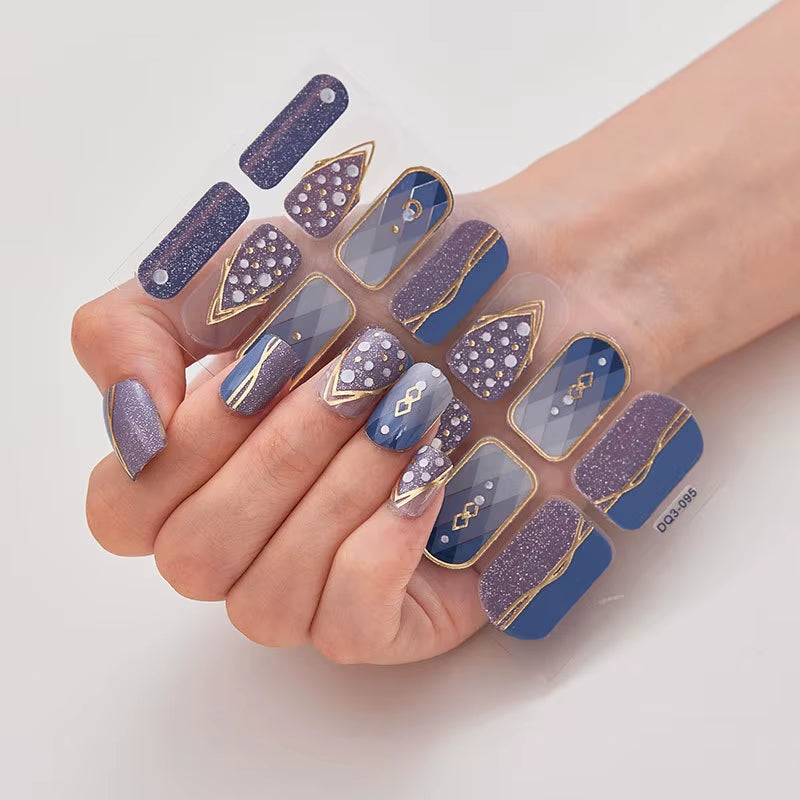 Semi Cured Wraps Fast Gel Nail Sticker Soild Nail Gel Wraps Adhesive Full Cover Gel Nail Decal UV Lamp Cured Manicure Decoration