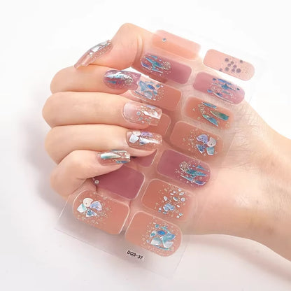 Semi Cured Wraps Fast Gel Nail Sticker Soild Nail Gel Wraps Adhesive Full Cover Gel Nail Decal UV Lamp Cured Manicure Decoration