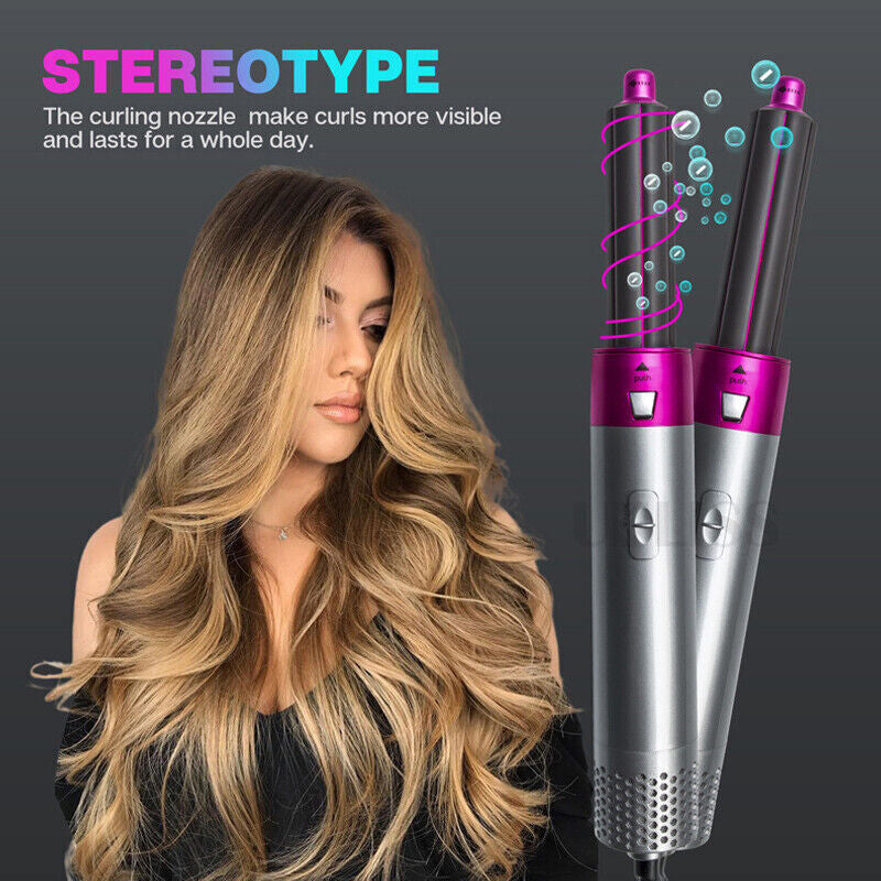 5 in 1 Electric Hair Dryer Hair Styler Straighteners Blow Brush Comb Curl Dryer
