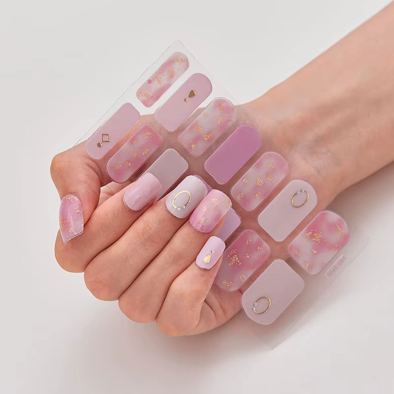 Semi Cured Wraps Fast Gel Nail Sticker Soild Nail Gel Wraps Adhesive Full Cover Gel Nail Decal UV Lamp Cured Manicure Decoration
